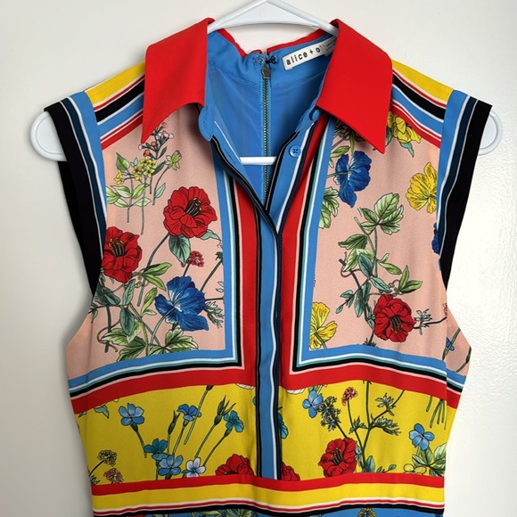 Alice Olivia Farrah collared handkerchief dress - Picture 3 of 12